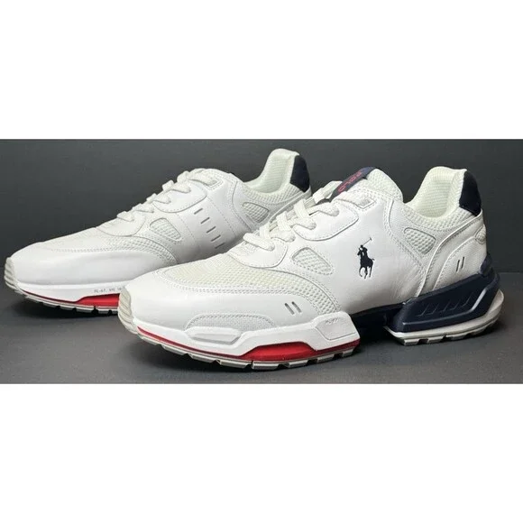 Polo Ralph Lauren Shoes Men Size 11.5 Colorblocked Jogger Sneakers White Lace up